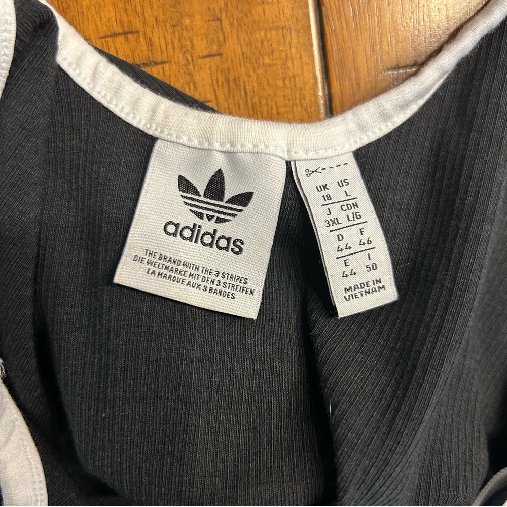 Adidas Originals Laced Up Tank Top in Black and White, Size Large - Picture 8 of 8